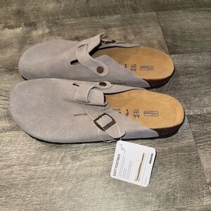 Birkenstock Gray Suede Clogs